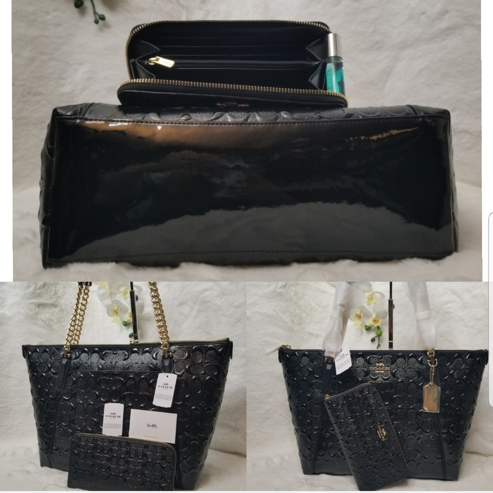 ✅ COACH SET 2 Matching Designer Authentic Purse Bag Wallet Signature Leather NWT - Picture 7 of 8